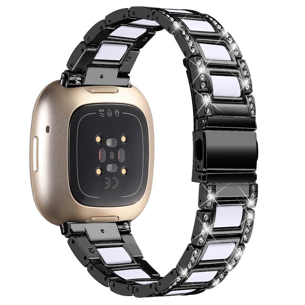 Helt vildt fed Fitbit Versa 3 Metal og Rhinsten Rem - Sort#serie_2