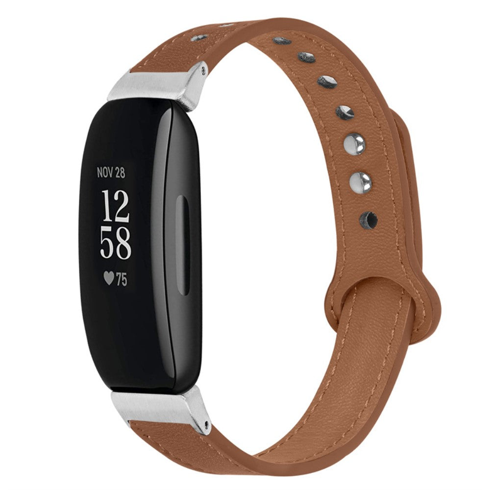 Vildt pænt Fitbit Inspire 2 / Fitbit Ace 2 Ægte læder Urrem - Brun#serie_11