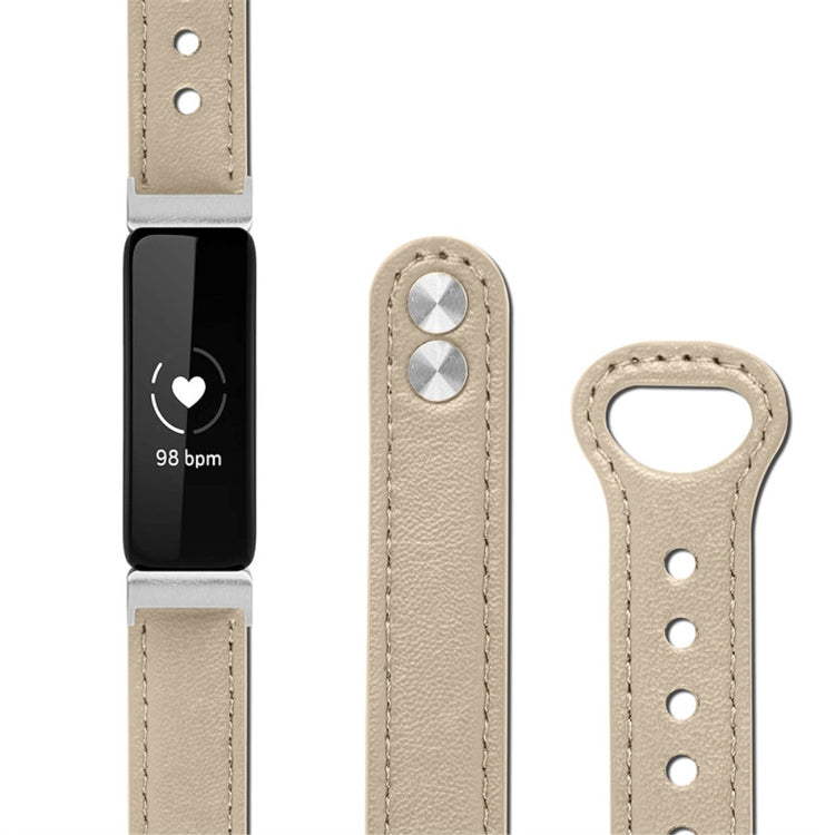 Vildt pænt Fitbit Inspire 2 / Fitbit Ace 2 Ægte læder Urrem - Beige#serie_3