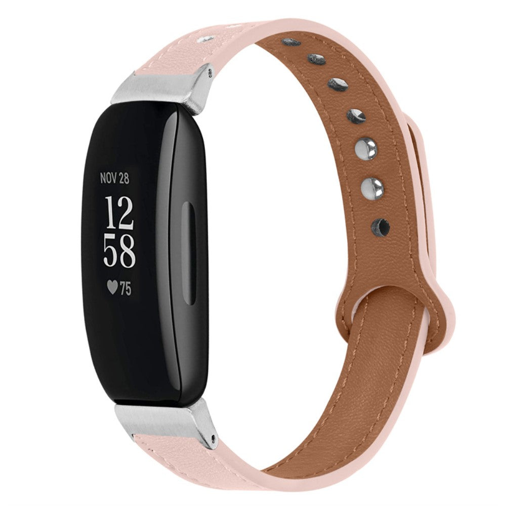 Vildt pænt Fitbit Inspire 2 / Fitbit Ace 2 Ægte læder Urrem - Pink#serie_4