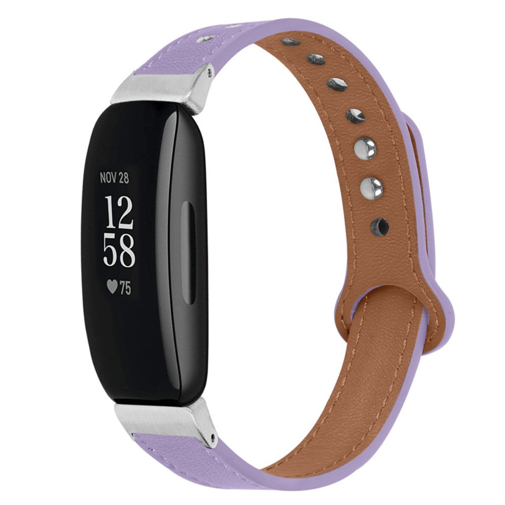 Vildt pænt Fitbit Inspire 2 / Fitbit Ace 2 Ægte læder Urrem - Lilla#serie_6