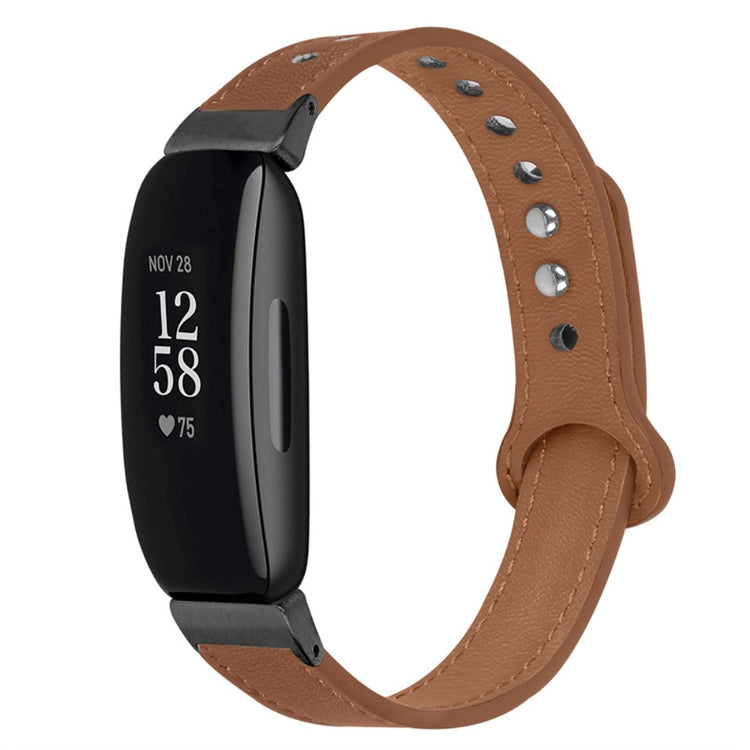 Fantastisk Fitbit Inspire 2 / Fitbit Ace 2 Ægte læder Urrem - Brun#serie_11