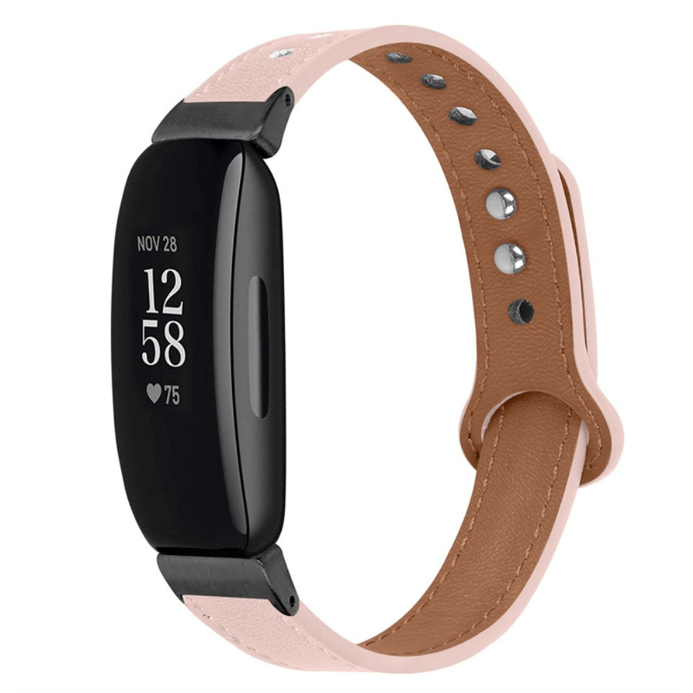 Fantastisk Fitbit Inspire 2 / Fitbit Ace 2 Ægte læder Urrem - Pink#serie_4