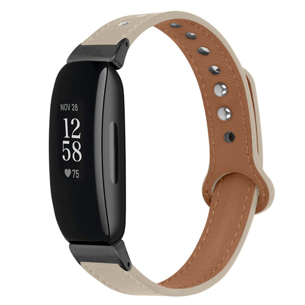 Fantastisk Fitbit Inspire 2 / Fitbit Ace 2 Ægte læder Urrem - Hvid#serie_7