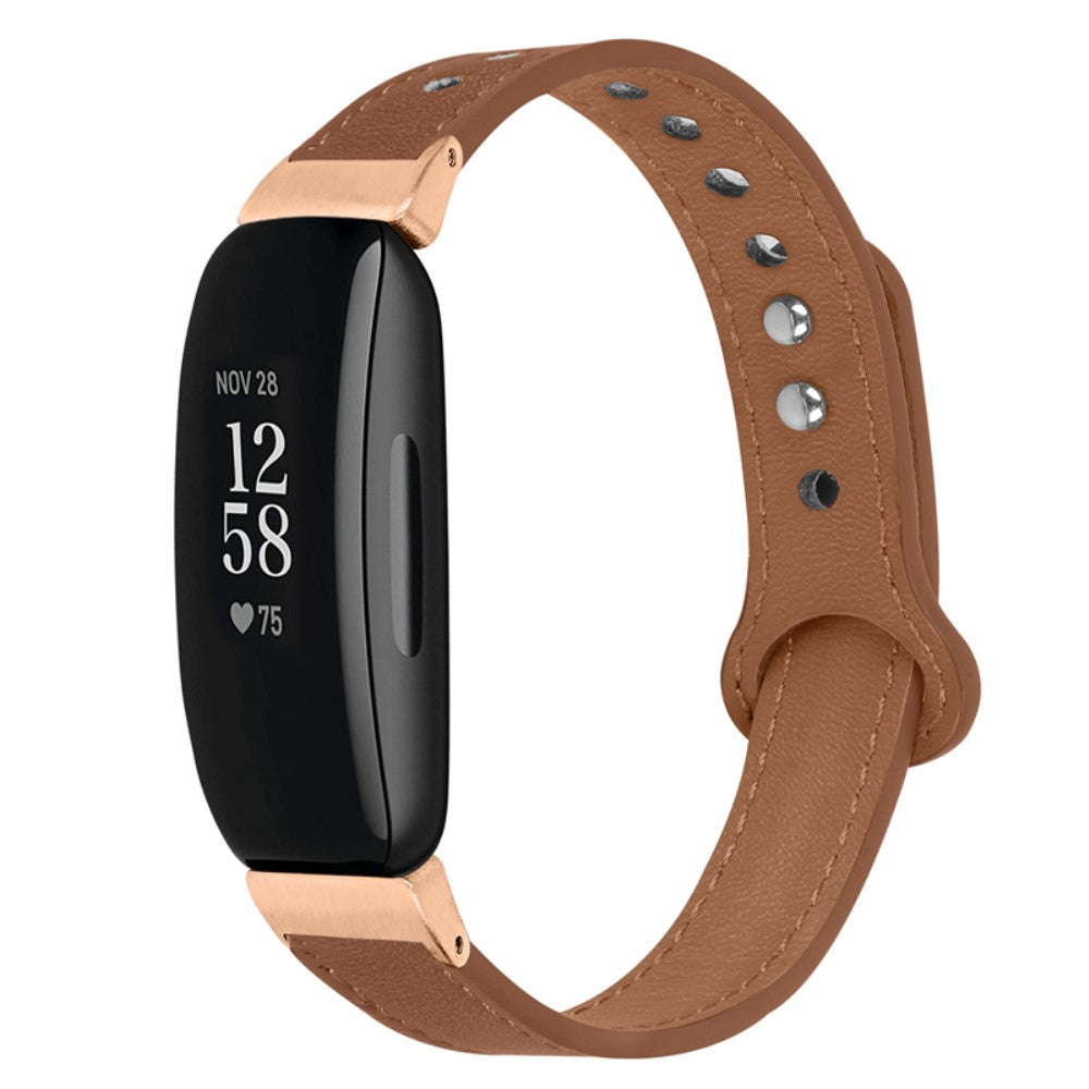 Super skøn Fitbit Inspire 2 / Fitbit Ace 2 Ægte læder Urrem - Brun#serie_11