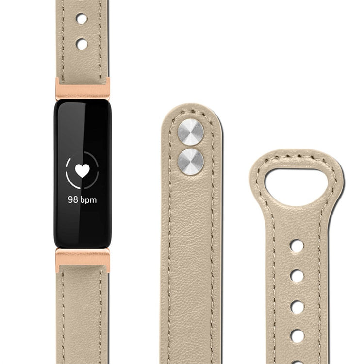 Super skøn Fitbit Inspire 2 / Fitbit Ace 2 Ægte læder Urrem - Beige#serie_3