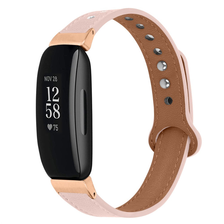 Super skøn Fitbit Inspire 2 / Fitbit Ace 2 Ægte læder Urrem - Pink#serie_4