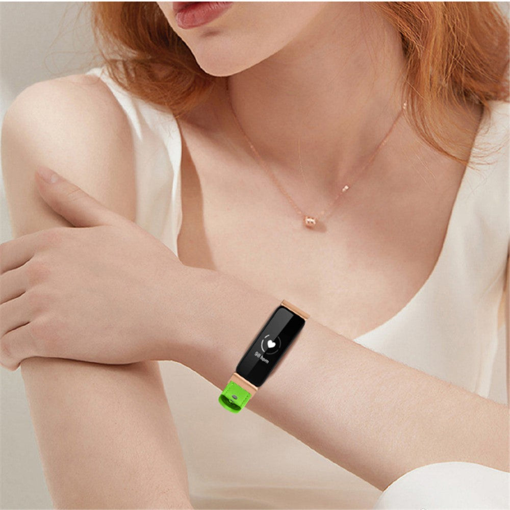 Super skøn Fitbit Inspire 2 / Fitbit Ace 2 Ægte læder Urrem - Grøn#serie_9