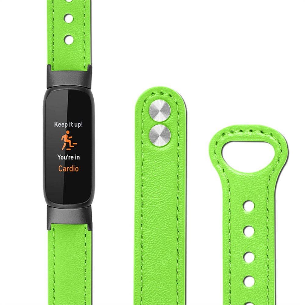 Rigtigt fint Fitbit Luxe Ægte læder Urrem - Grøn#serie_9