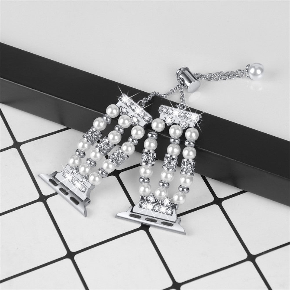 Fitbit Versa 4 / Fitbit Versa 3 Metal, Plastik og Rhinsten Rem - Sølv#serie_4