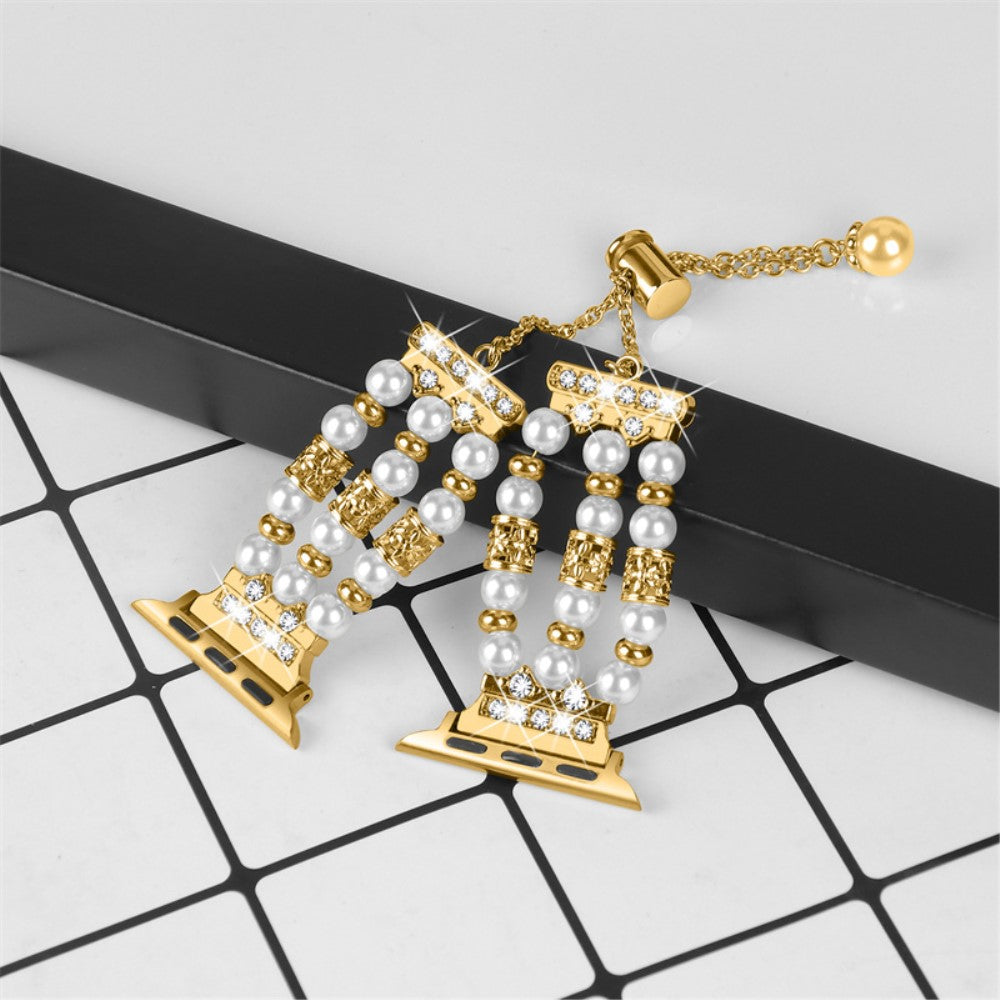 Fitbit Versa 4 / Fitbit Versa 3 Metal, Plastik og Rhinsten Rem - Guld#serie_5