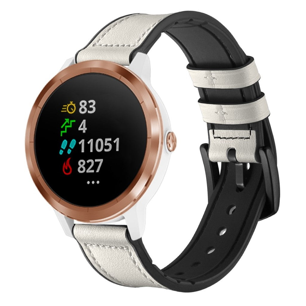 Fed Garmin Vivoactive 3 / Garmin Vivomove HR Ægte læder Rem - Hvid#serie_2