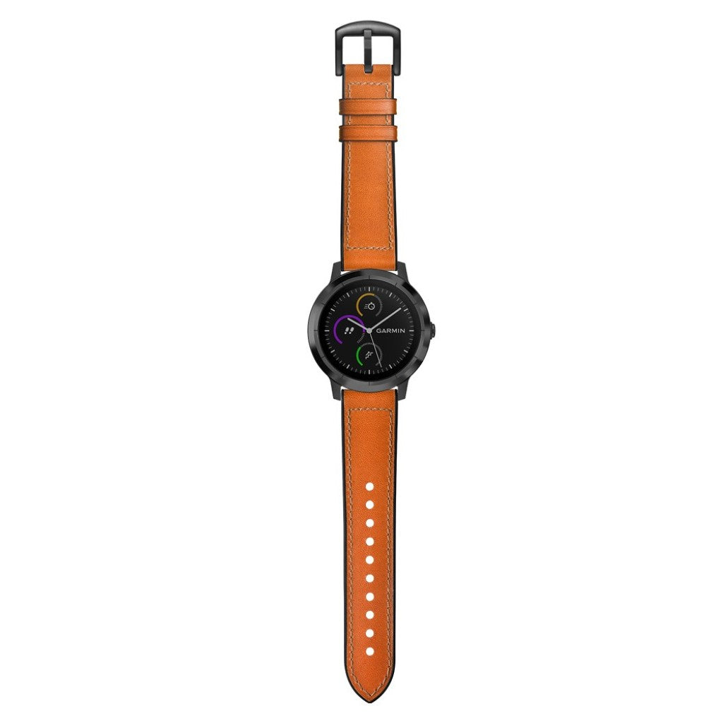 Fed Garmin Vivoactive 3 / Garmin Vivomove HR Ægte læder Rem - Brun#serie_3