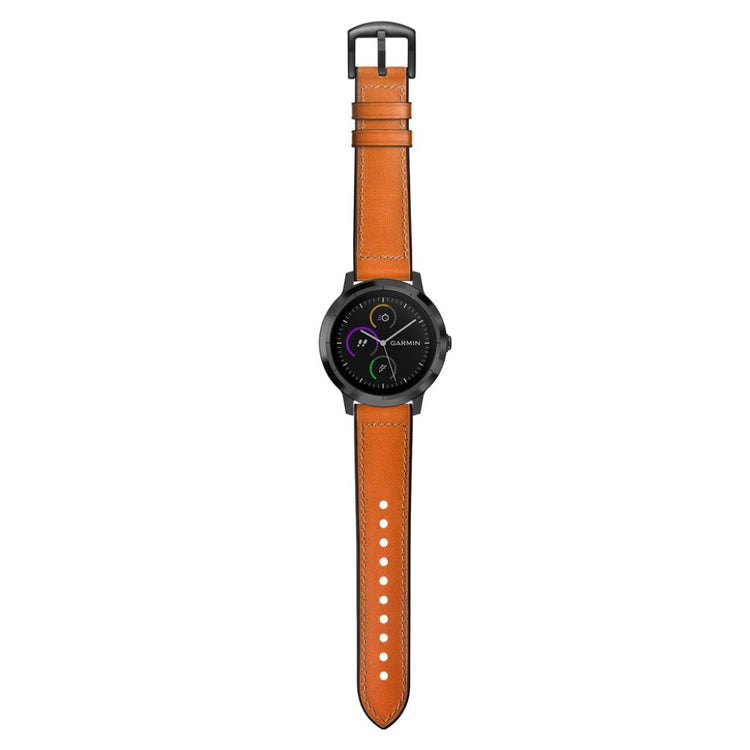 Fed Garmin Vivoactive 3 / Garmin Vivomove HR Ægte læder Rem - Brun#serie_3