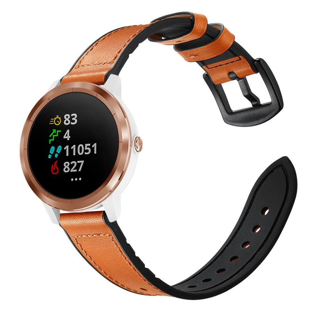 Fed Garmin Vivoactive 3 / Garmin Vivomove HR Ægte læder Rem - Brun#serie_3