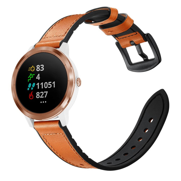 Fed Garmin Vivoactive 3 / Garmin Vivomove HR Ægte læder Rem - Brun#serie_3