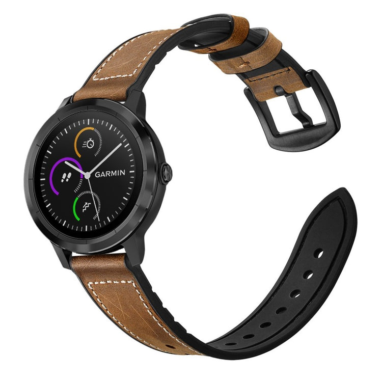 Fed Garmin Vivoactive 3 / Garmin Vivomove HR Ægte læder Rem - Brun#serie_4