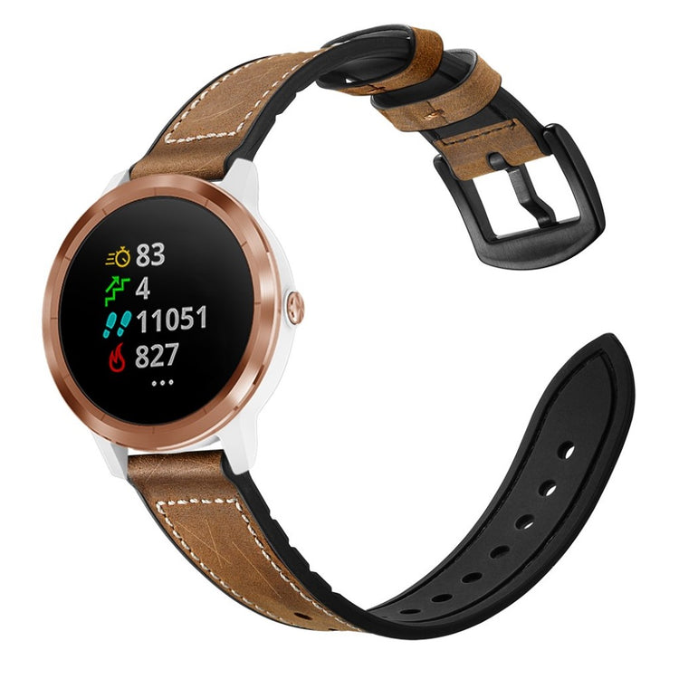 Fed Garmin Vivoactive 3 / Garmin Vivomove HR Ægte læder Rem - Brun#serie_4