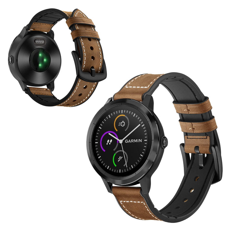 Fed Garmin Vivoactive 3 / Garmin Vivomove HR Ægte læder Rem - Brun#serie_4