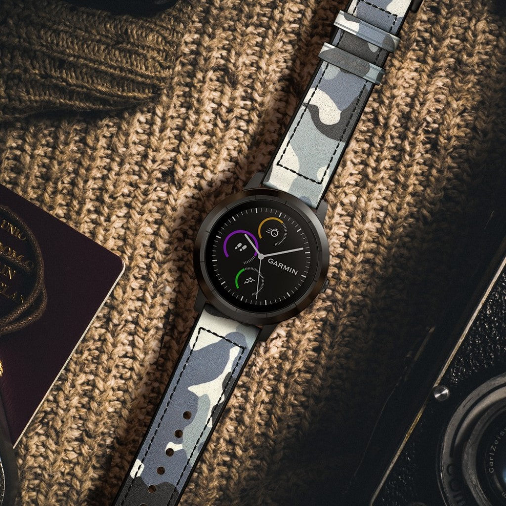 Fed Garmin Vivoactive 3 / Garmin Vivomove HR Ægte læder Rem - Blå#serie_7