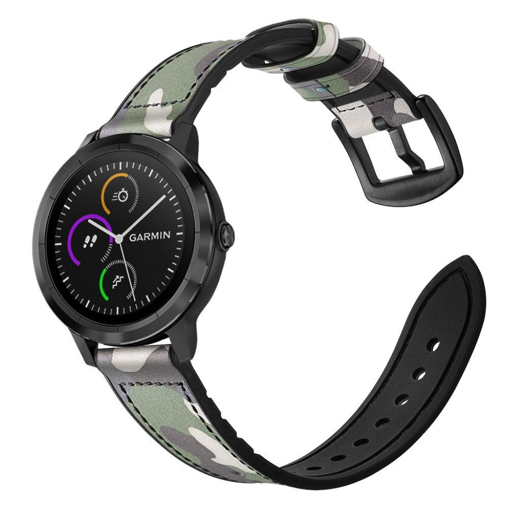 Fed Garmin Vivoactive 3 / Garmin Vivomove HR Ægte læder Rem - Grøn#serie_8