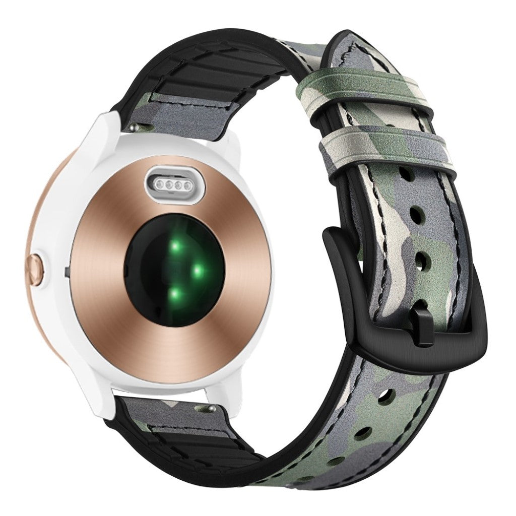 Fed Garmin Vivoactive 3 / Garmin Vivomove HR Ægte læder Rem - Grøn#serie_8