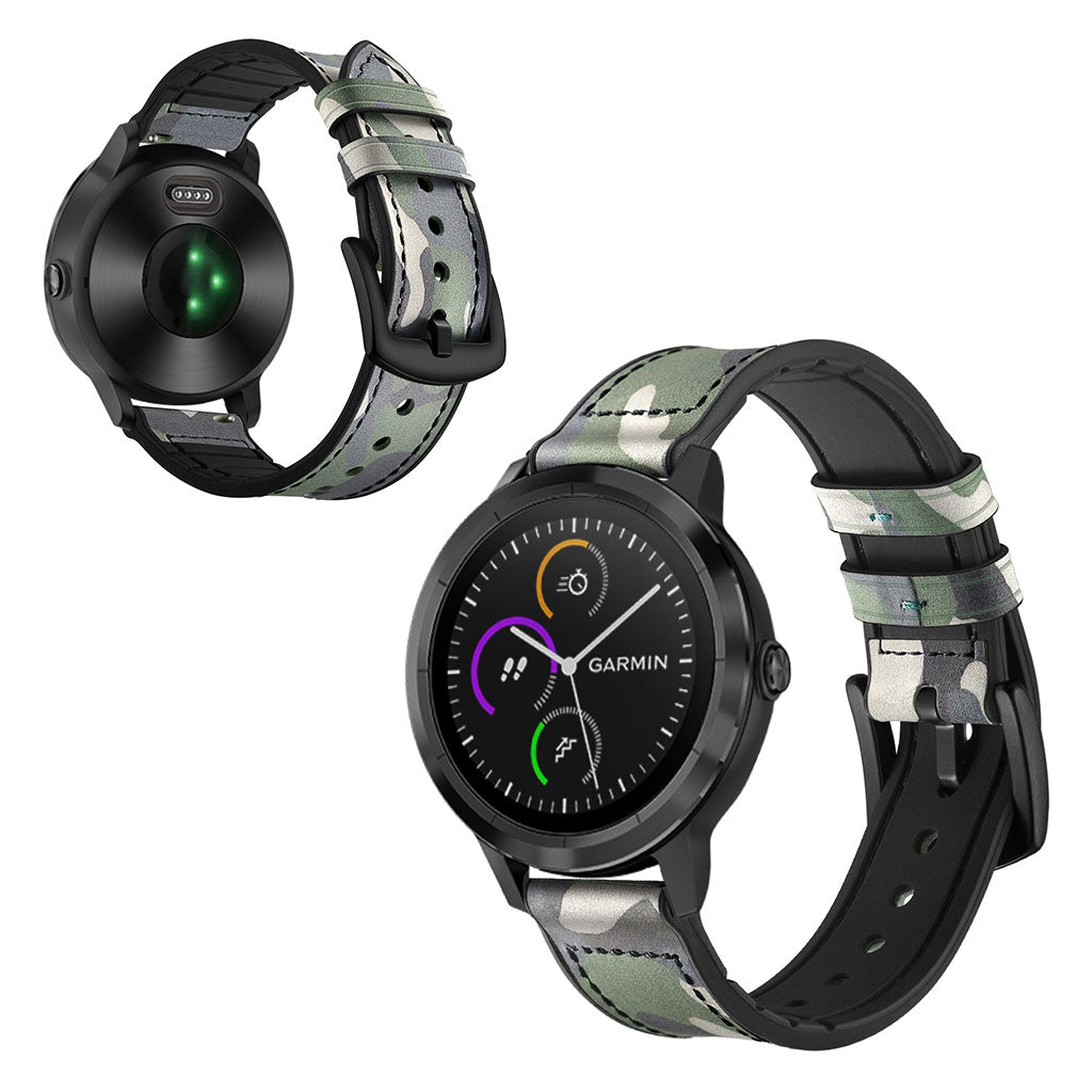 Fed Garmin Vivoactive 3 / Garmin Vivomove HR Ægte læder Rem - Grøn#serie_8
