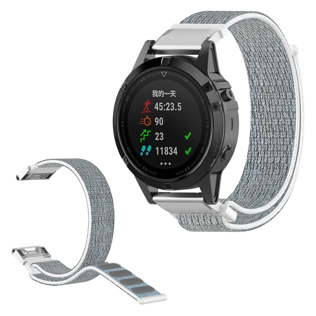 Fremragende Garmin Fenix 6 / Garmin Fenix 5 Nylon Rem - Sรธlv#serie_1