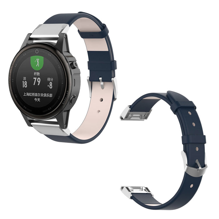 Tidsløst Garmin Fenix 6S / Garmin Fenix 5S Ægte læder Rem - Blå#serie_4