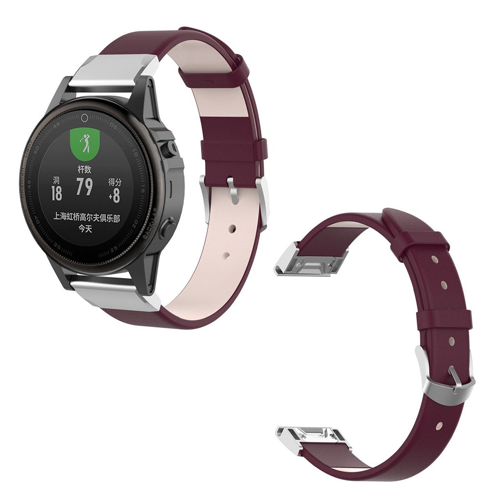 Tidsløst Garmin Fenix 6S / Garmin Fenix 5S Ægte læder Rem - Lilla#serie_5