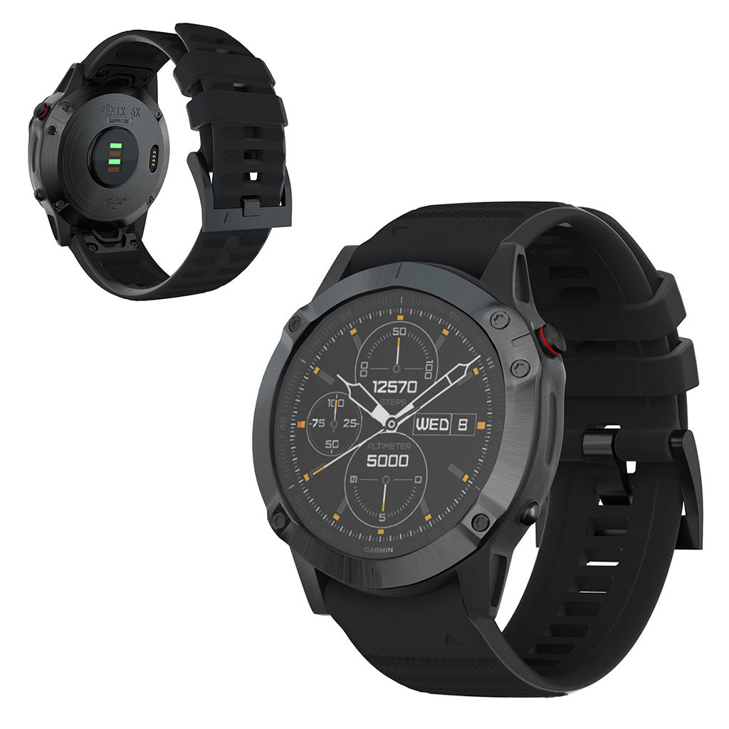 Kรธnt Garmin Fenix 6X Pro / Garmin Fenix 6X Silikone Rem - Sort#serie_1