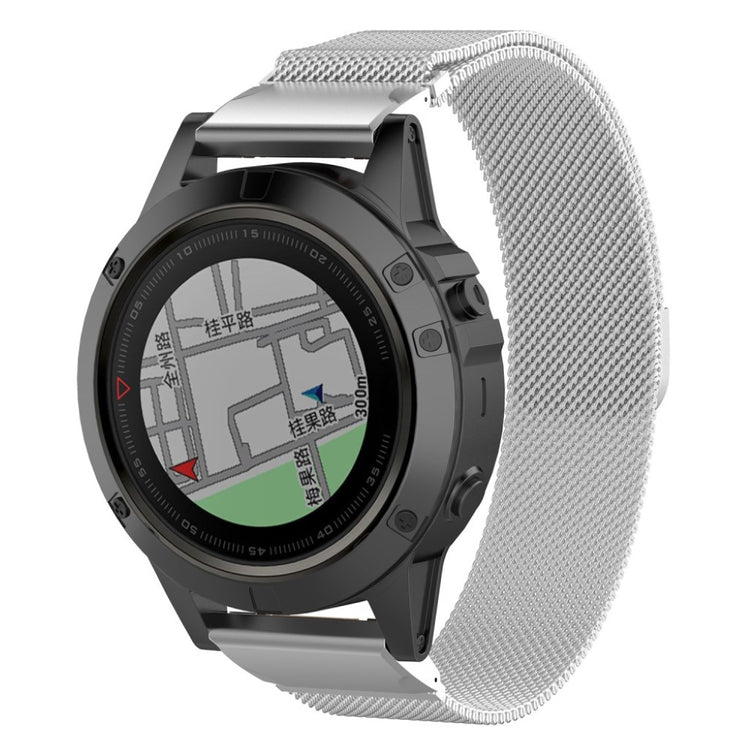 Stilfuld Garmin Fenix 5X / Garmin Tactix Charlie Metal Rem - Sølv#serie_3