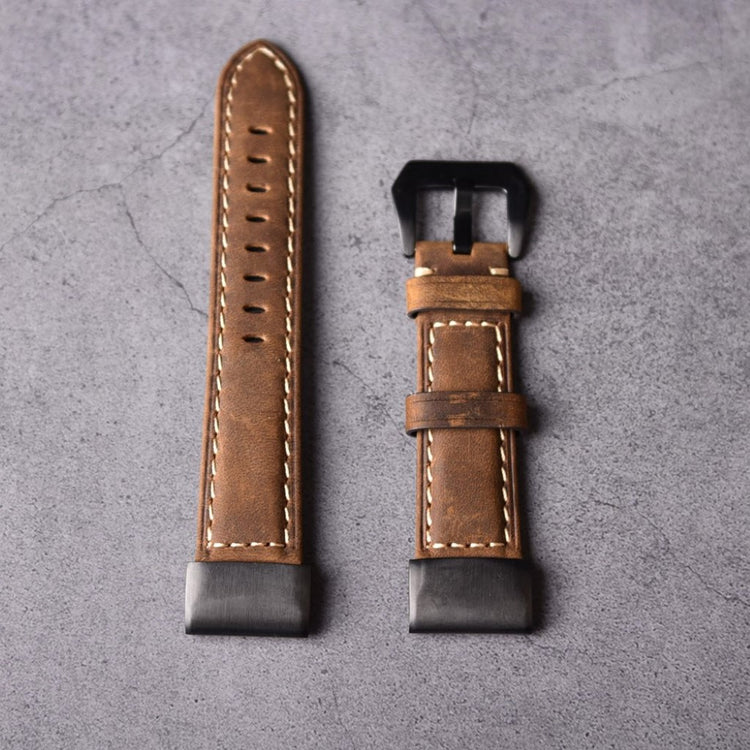 Rigtigt fed Garmin Fenix 5S Ægte læder Rem - Brun#serie_3