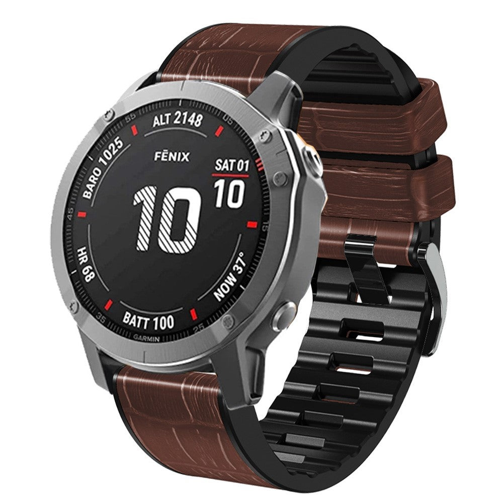 Rigtigt rart Universal Garmin Kunstlรฆder og Silikone Rem - Brun#serie_1