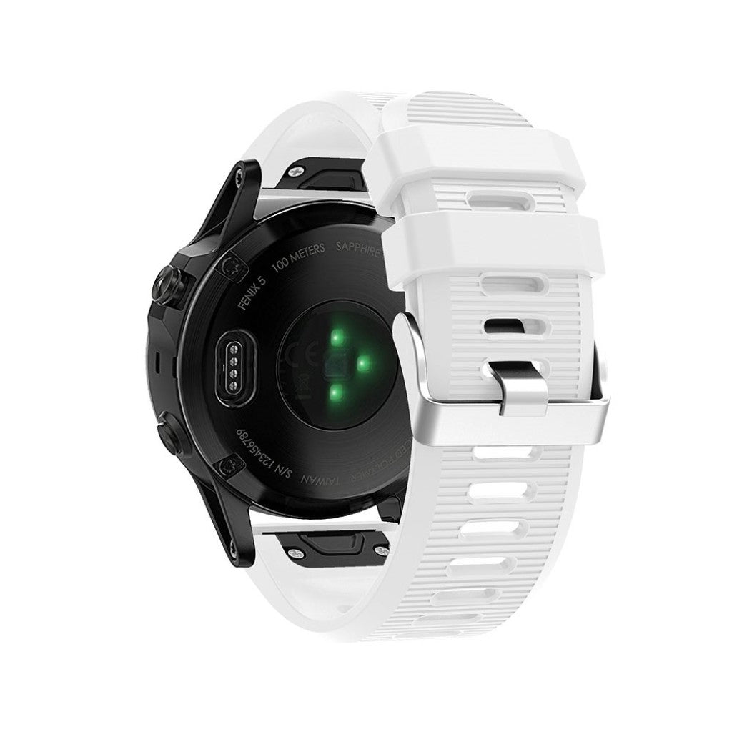 Tidsløst Garmin Fenix 5X Plus Silikone Rem - Hvid#serie_1