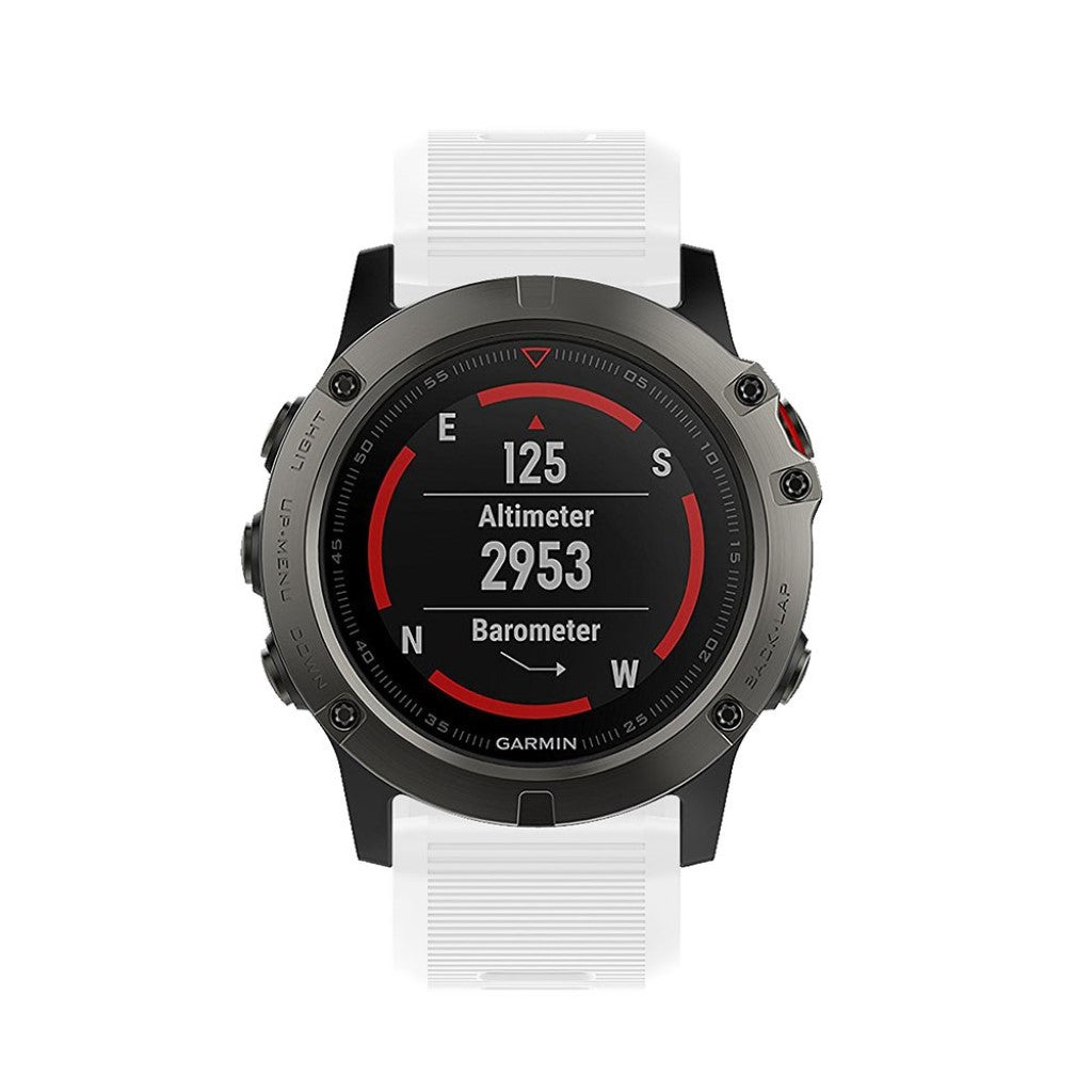 Tidsløst Garmin Fenix 5X Plus Silikone Rem - Hvid#serie_1