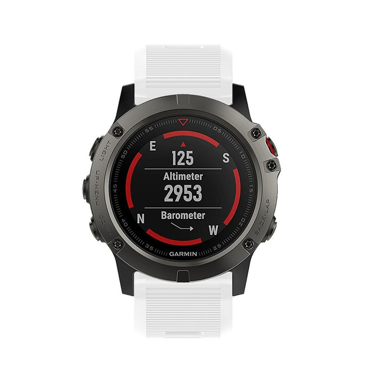 Tidsløst Garmin Fenix 5X Plus Silikone Rem - Hvid#serie_1