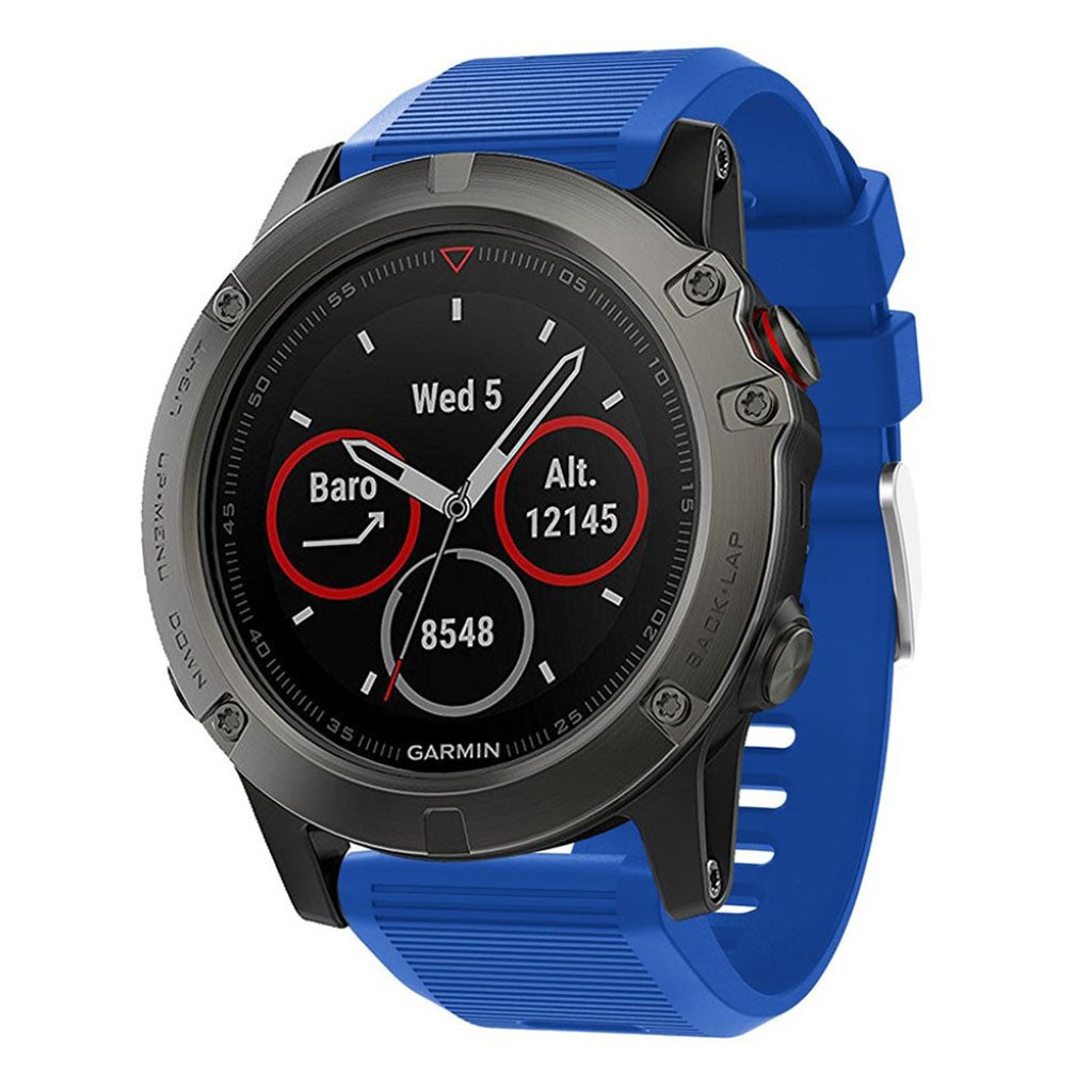 Tidsløst Garmin Fenix 5X Plus Silikone Rem - Blå#serie_10