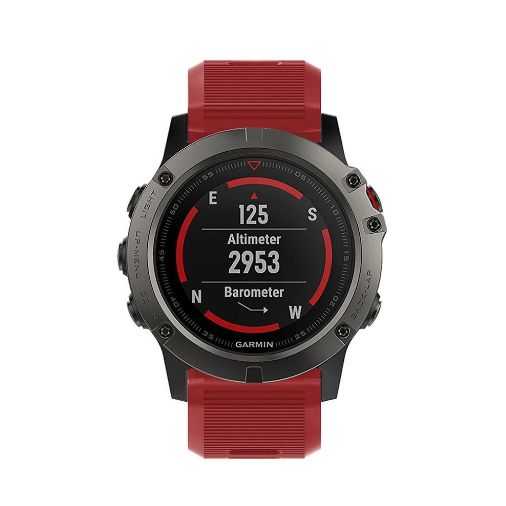 Tidsløst Garmin Fenix 5X Plus Silikone Rem - Rød#serie_11