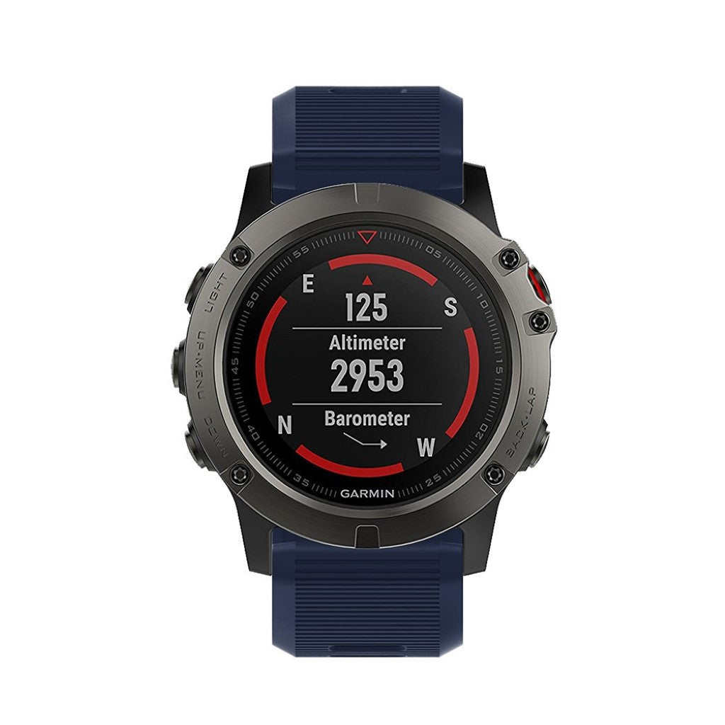 Tidsløst Garmin Fenix 5X Plus Silikone Rem - Blå#serie_12