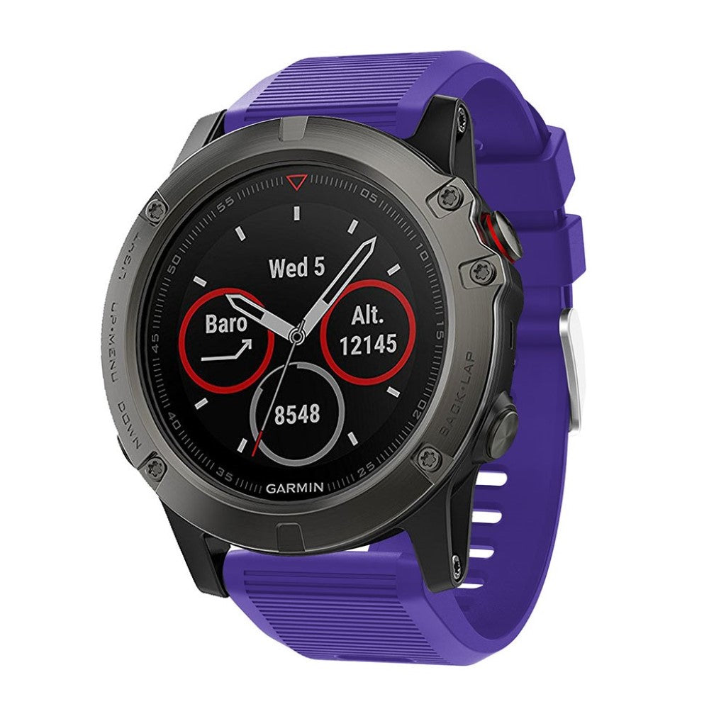Tidsløst Garmin Fenix 5X Plus Silikone Rem - Lilla#serie_2