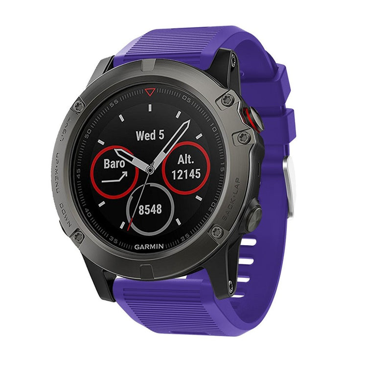 Tidsløst Garmin Fenix 5X Plus Silikone Rem - Lilla#serie_2