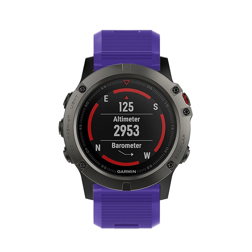 Tidsløst Garmin Fenix 5X Plus Silikone Rem - Lilla#serie_2