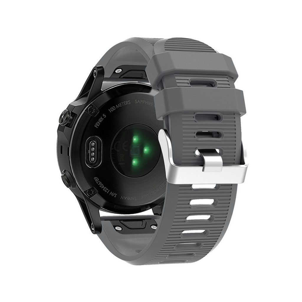 Tidsløst Garmin Fenix 5X Plus Silikone Rem - Sølv#serie_7