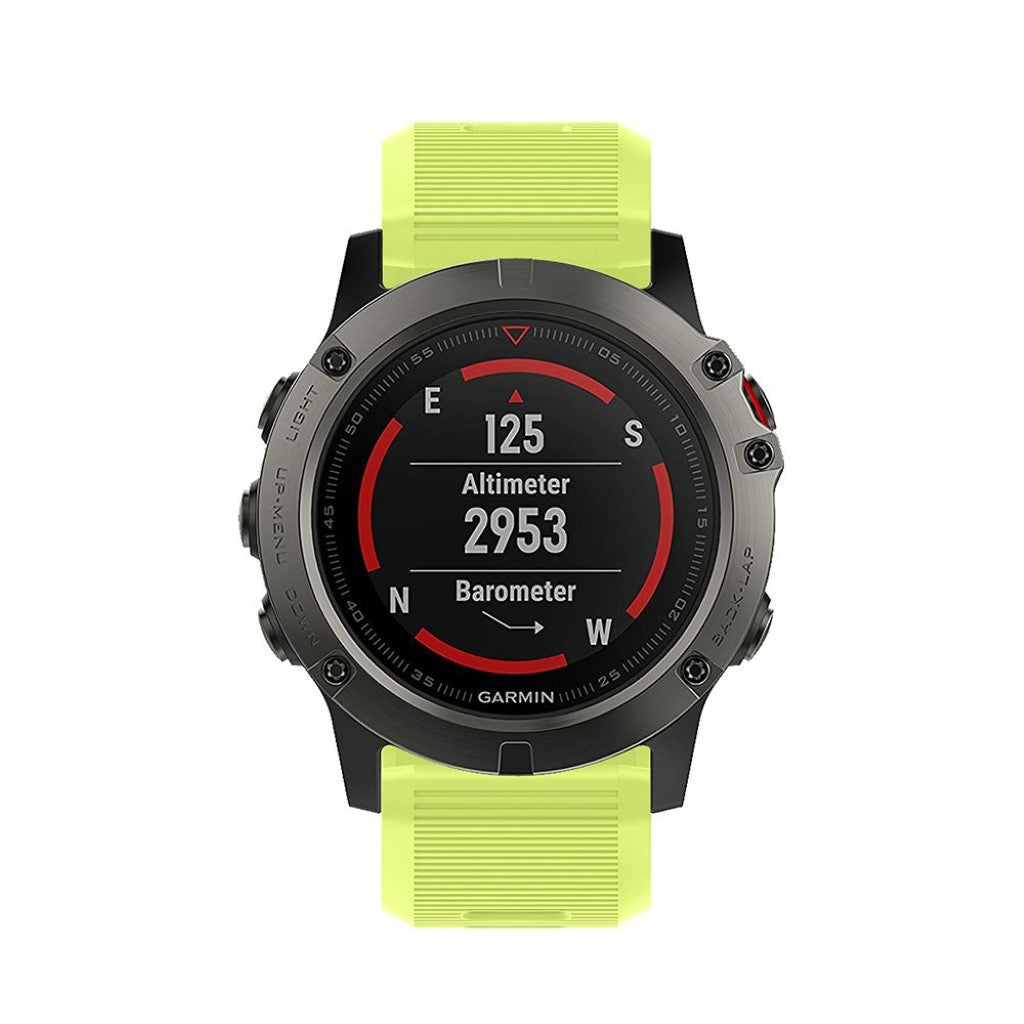 Tidsløst Garmin Fenix 5X Plus Silikone Rem - Gul#serie_9