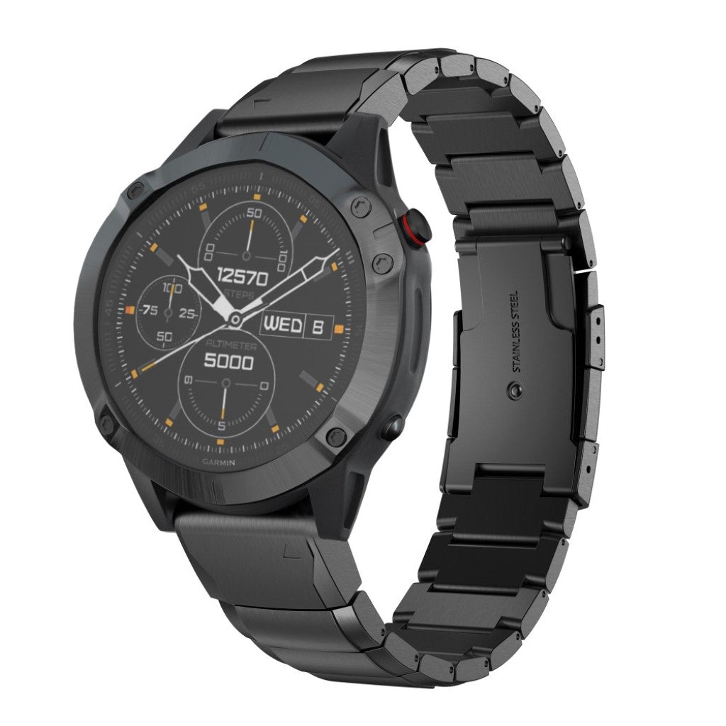 Mega flot Garmin Fenix 6X Metal Rem - Sort#serie_1