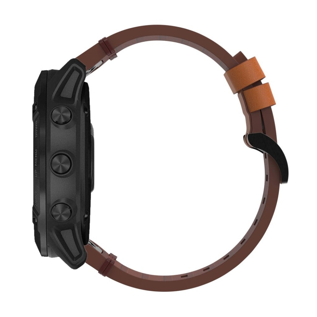 Helt vildt komfortabel Garmin Fenix 6X Ægte læder Rem - Brun#serie_2