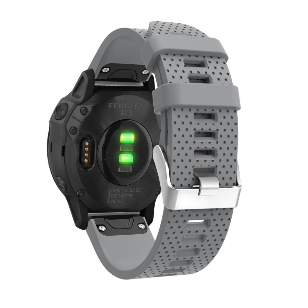 Helt vildt nydelig Garmin Fenix 6S Silikone Rem - Sølv#serie_3