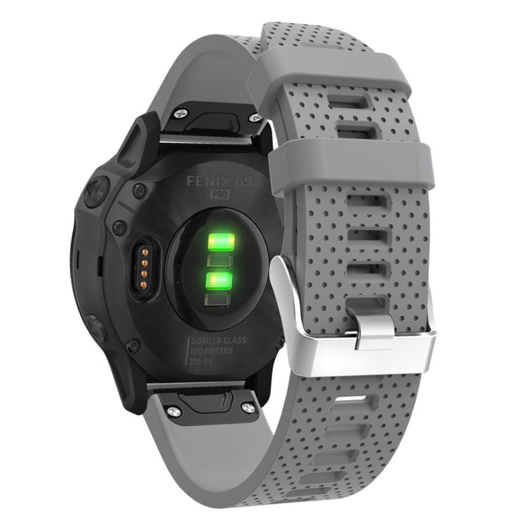 Helt vildt nydelig Garmin Fenix 6S Silikone Rem - Sølv#serie_3