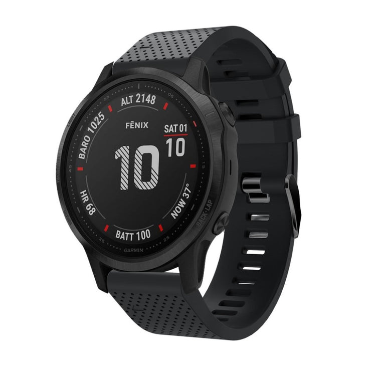 Helt vildt komfortabel Garmin Fenix 6S Silikone Rem - Sort#serie_1